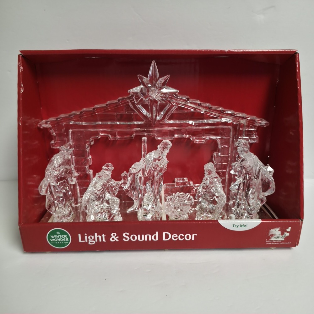 Winter Wonder Lane Light Up Clear Acrylic Nativity Scene Christmas Decor Musical